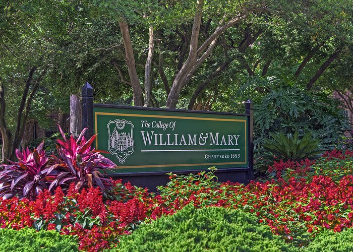 William & Mary Greeting Card featuring the photograph William and Mary Welcome Sign by Jerry Gammon