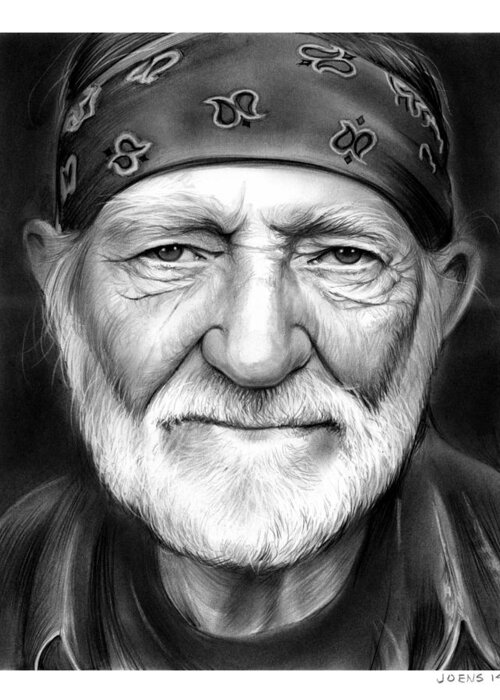 Singer Greeting Card featuring the drawing Willie Nelson by Greg Joens