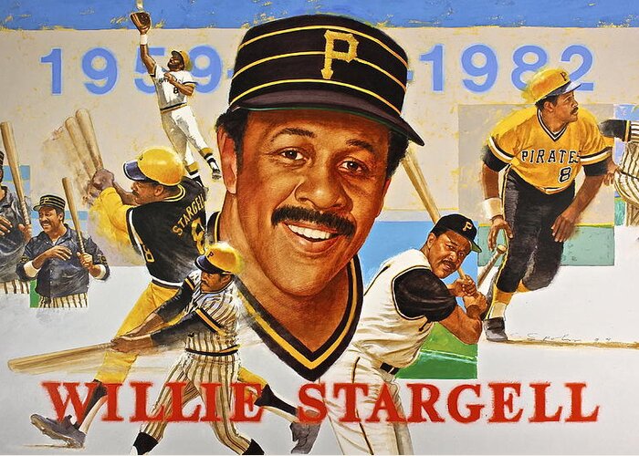 Painting Greeting Card featuring the painting Willie Stargell by Cliff Spohn