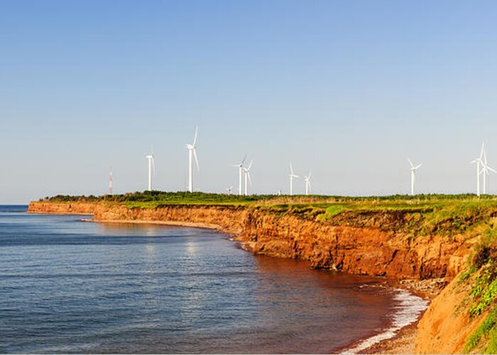Windmills Greeting Card featuring the photograph Wind turbines on atlantic coast 2 by Elena Elisseeva