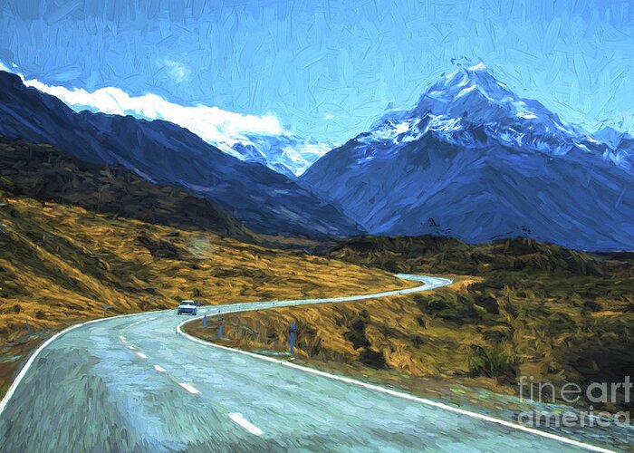 Mount Cook Greeting Card featuring the photograph Winding road to Mount Cook by Sheila Smart Fine Art Photography