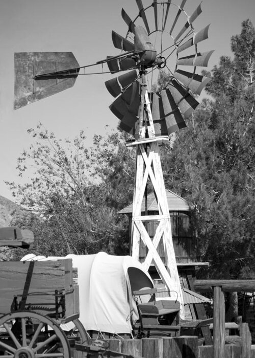 Llazy Ranch Greeting Card featuring the photograph Windmill and Wagon by Ivete Basso Photography