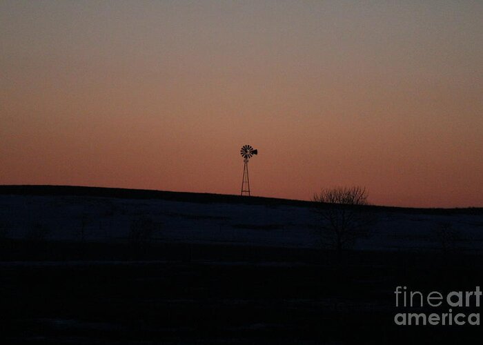 Windmill Greeting Card featuring the photograph Windmill at Sunset by Ann E Robson