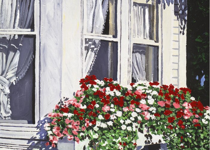 Window Box Greeting Card featuring the painting Window Box Colors by David Lloyd Glover