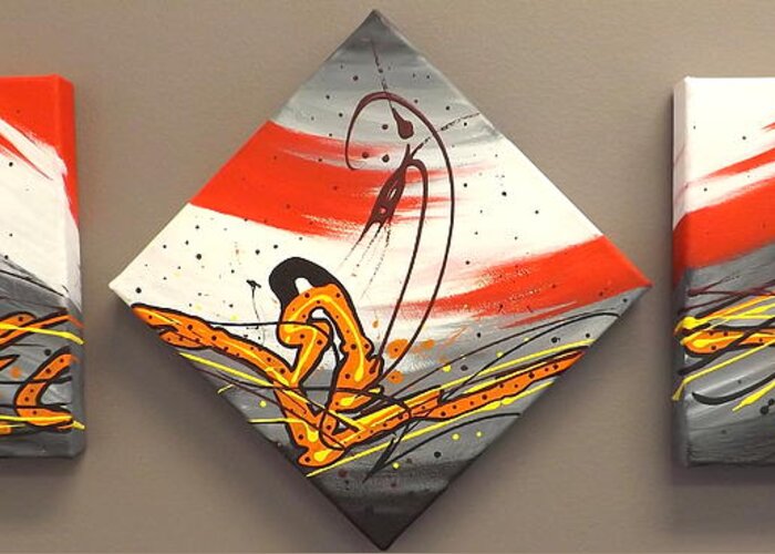 Windsurfer Greeting Card featuring the painting Windsurfer Triptych by Darren Robinson