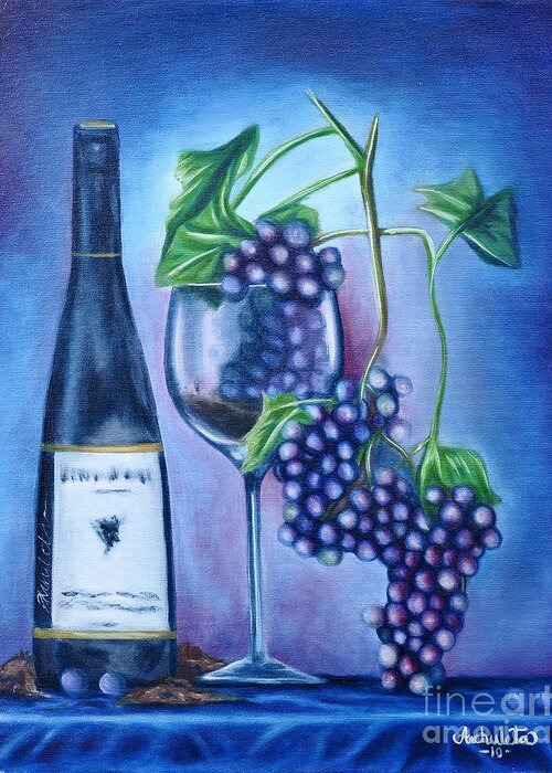 Wine Greeting Card featuring the painting Wine Dance by Ruben Archuleta - Art Gallery
