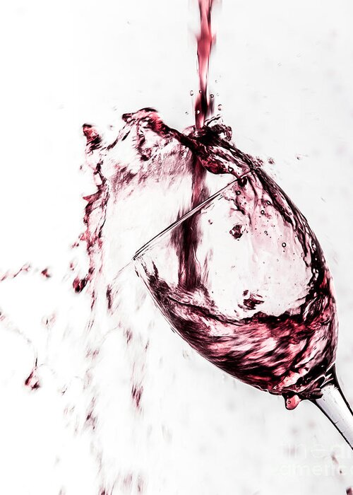 Heart Greeting Card featuring the photograph Wine Pour Splash in Color by JC Kirk
