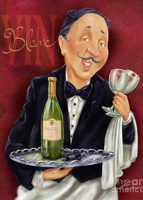 Waiter Greeting Card featuring the drawing Wine Sommelier by Shari Warren