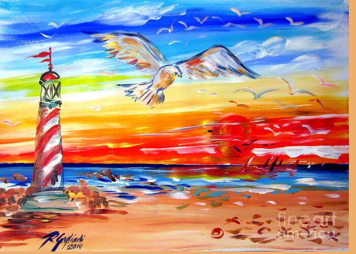 Wings Greeting Card featuring the painting Wings Of Freedom by Roberto Gagliardi