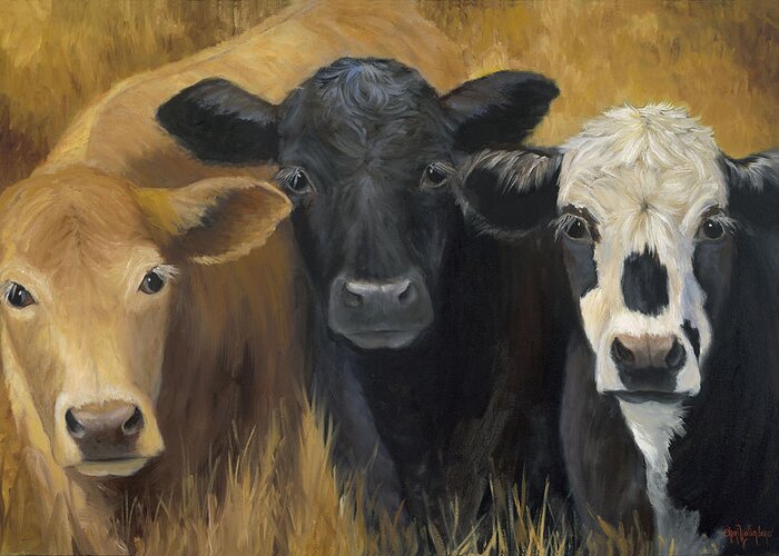 Cow Print Greeting Card featuring the painting Winken Blinken And Nod by Cheri Wollenberg