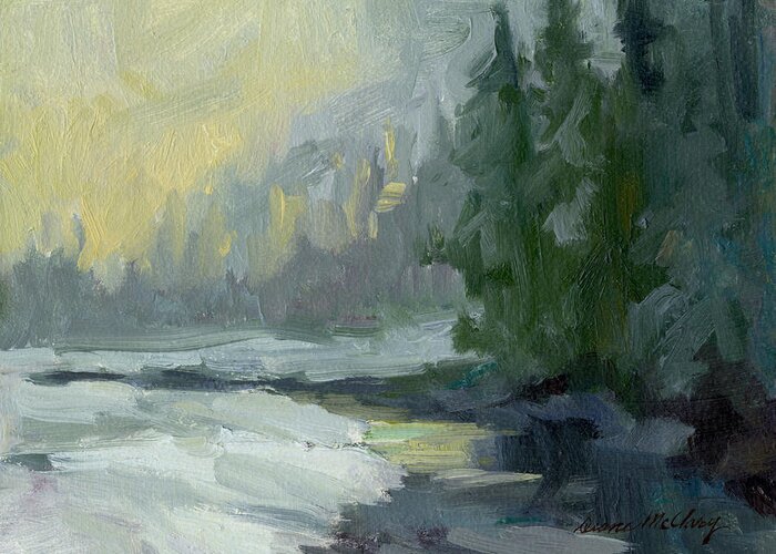 Winter Greeting Card featuring the painting Winter at Gold Creek by Diane McClary