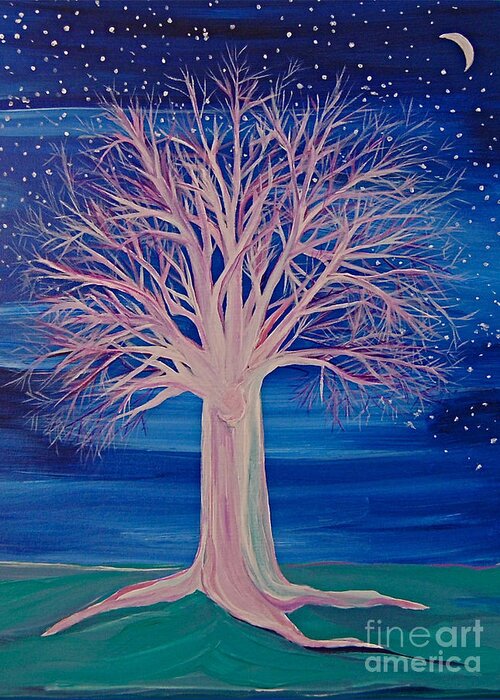 Tree Greeting Card featuring the painting Winter Fantasy Tree by First Star Art