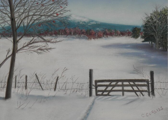 Winter Greeting Card featuring the pastel Winter Field by Carol Corliss