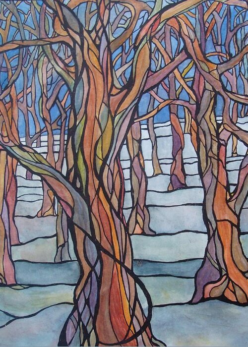 Forest Greeting Card featuring the painting Winter Forest by Vanessa Williams