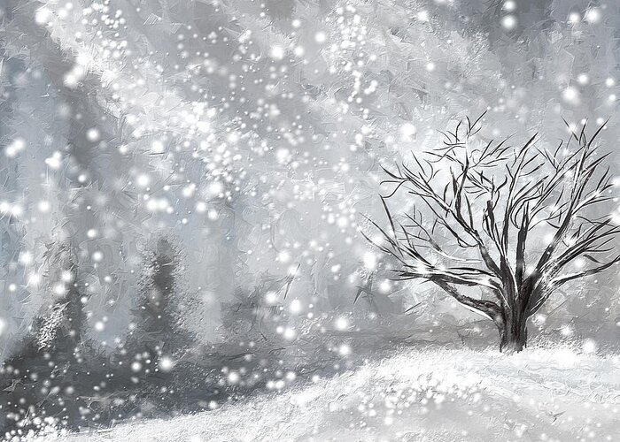 Four Seasons Greeting Card featuring the painting Winter- Four Seasons Painting by Lourry Legarde