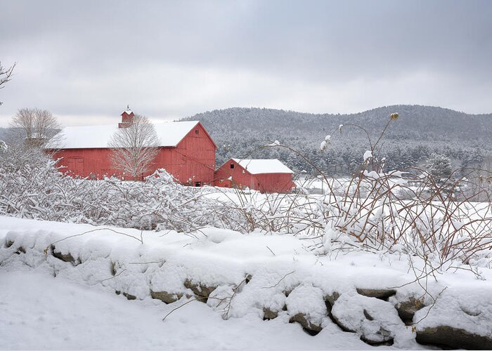 Old Red Barn Greeting Card featuring the photograph Winter in Connecticut by Bill Wakeley