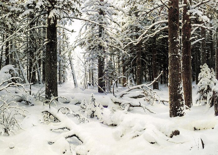 Ivan Shishkin Greeting Card featuring the painting Winter by Ivan Shishkin