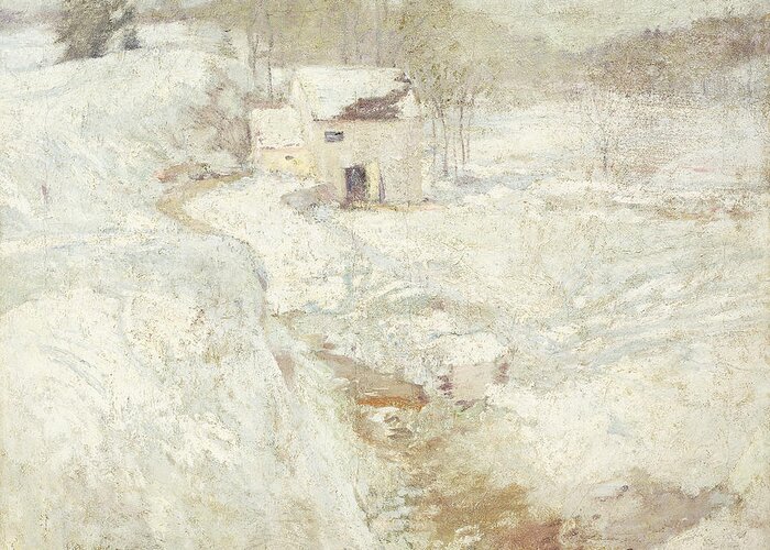 1890s Greeting Card featuring the painting Winter Landscape by John Henry Twachtman