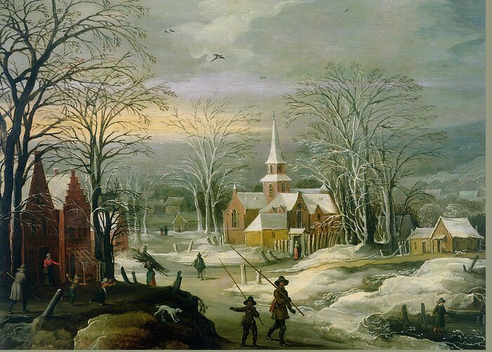 Winter Greeting Card featuring the painting Winter Landscape by Josse de Momper The Younger