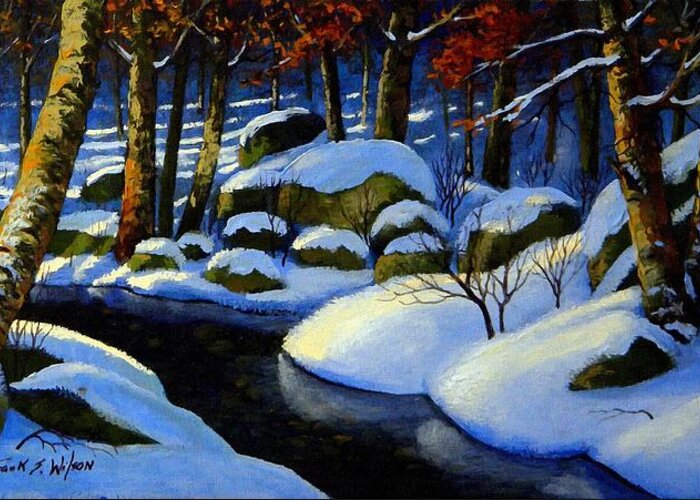 Winter Greeting Card featuring the painting Winter Morning Light by Frank Wilson