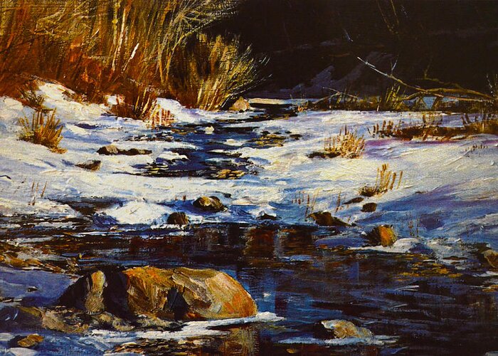 Winter Pond Greeting Card featuring the painting Winter Pond by Sandi OReilly
