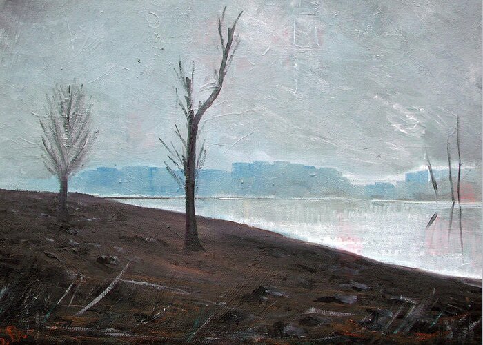 Landscape Greeting Card featuring the painting Winter by Sergey Bezhinets
