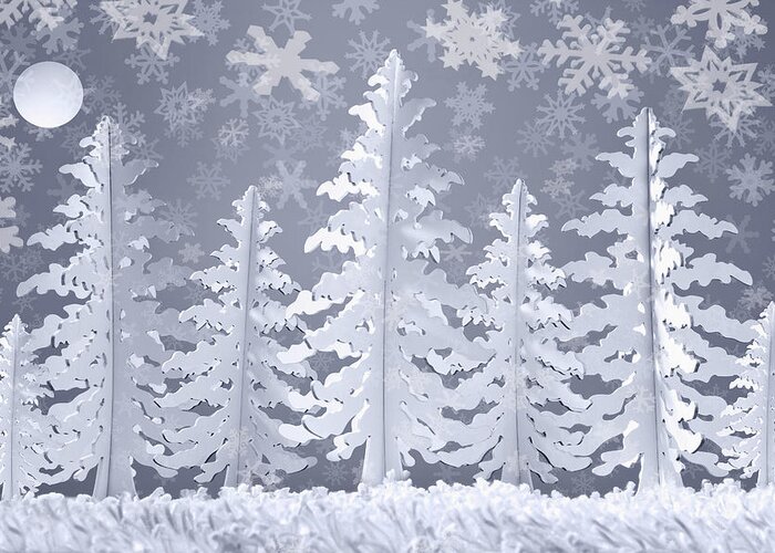 Outdoors Greeting Card featuring the digital art Winter Snow Scene Made From Card And by Andrew Bret Wallis