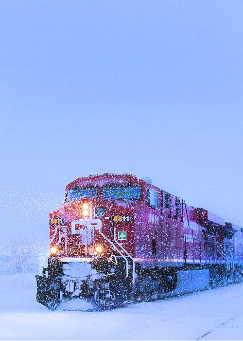 Train Greeting Card featuring the photograph Winter Train 8811 by Theresa Tahara