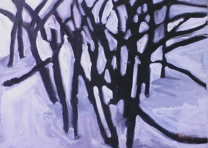 Oil On Board Greeting Card featuring the painting Winter Trees by Kerrie B Wrye
