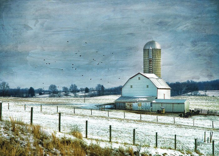 Barn Greeting Card featuring the photograph Winter White by Kathy Jennings