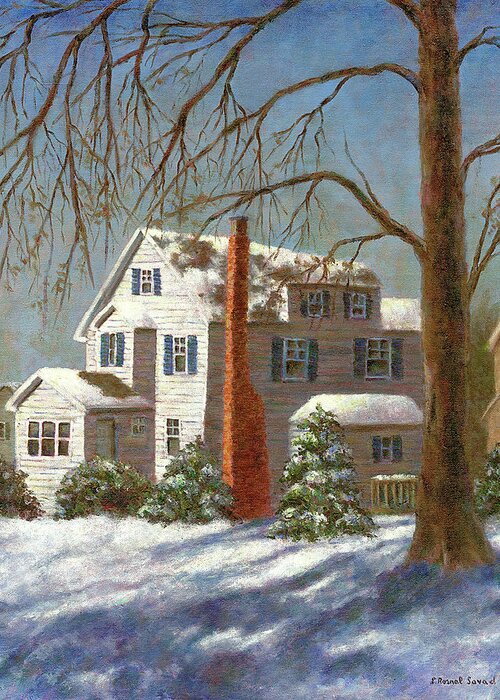 Winter Greeting Card featuring the painting Winter White by Susan Savad