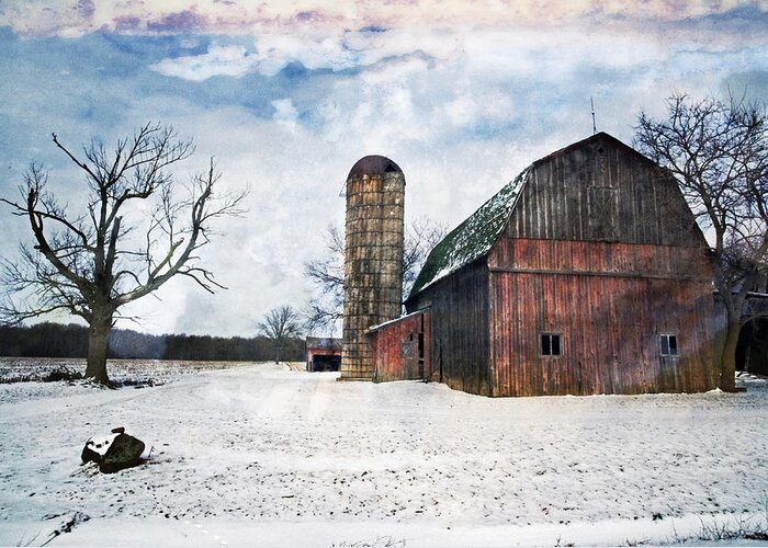 Barn Greeting Card featuring the photograph Winters day barn by Cheryl Cencich