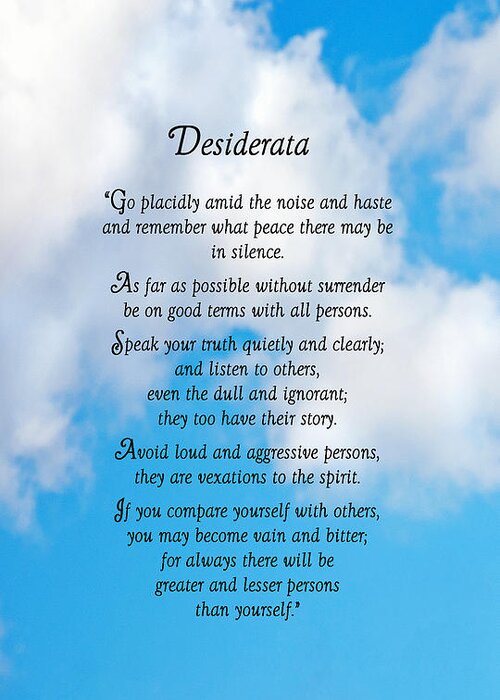 Desiderata Greeting Card featuring the photograph Wisdom From Above by Donna Proctor