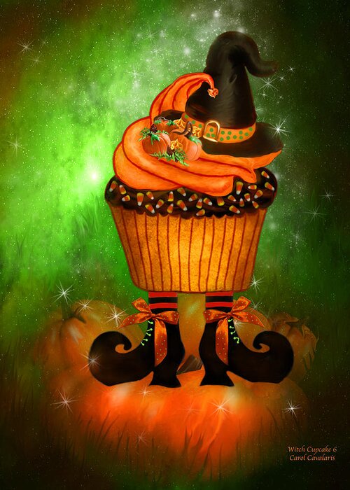 Halloween Art Greeting Card featuring the mixed media Witch Cupcake 6 by Carol Cavalaris