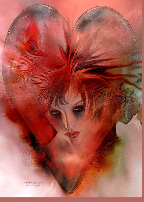 Fantasy Greeting Card featuring the mixed media Within A Glass Heart by Carol Cavalaris