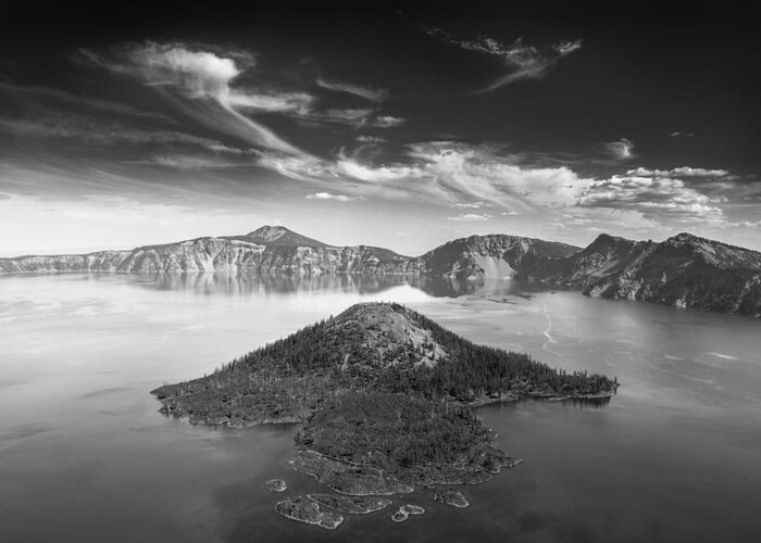 Crater Lake Greeting Card featuring the photograph Wizard Island by Alexander Kunz