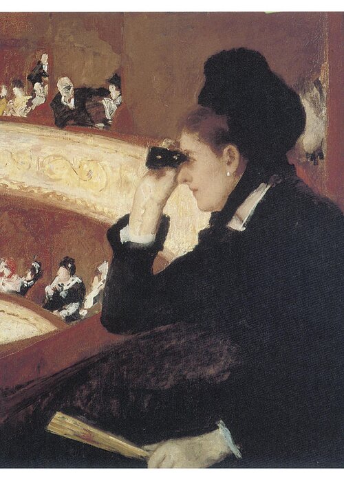 Mary Cassatt Greeting Card featuring the painting Woman in Black at the Opera by Mary Cassatt