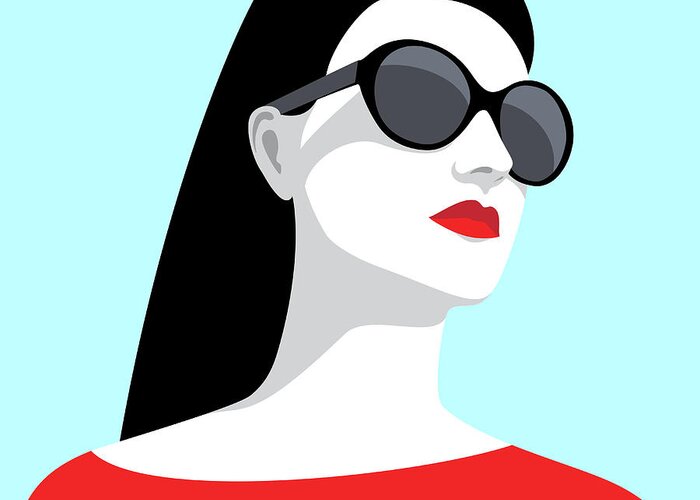 People Greeting Card featuring the digital art Woman Wearing Sunglasses by Marzacz