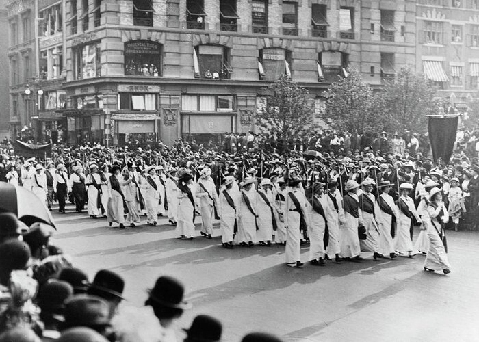 1913 Greeting Card featuring the photograph Women's Rights Parade, 1913 by Granger