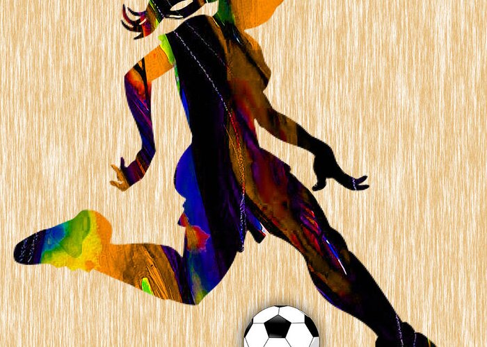 Soccer Greeting Card featuring the mixed media Women's Soccer by Marvin Blaine