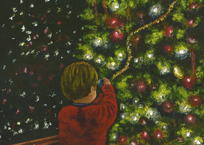 Christmas Greeting Card featuring the painting Wonder by Dan Wagner