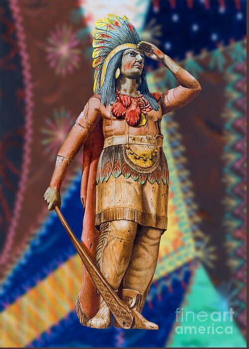 America Greeting Card featuring the painting Wooden American Indian by Vincent Monozlay