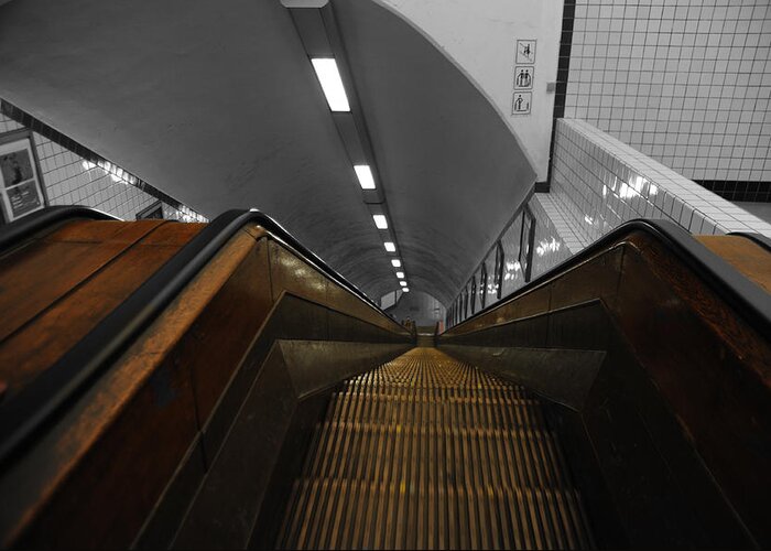 Photograph Greeting Card featuring the photograph Wooden Escalator by Richard Gehlbach