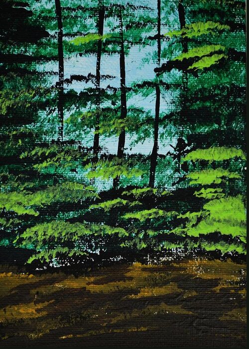 Landscape Greeting Card featuring the painting Woods in the shade by P Dwain Morris
