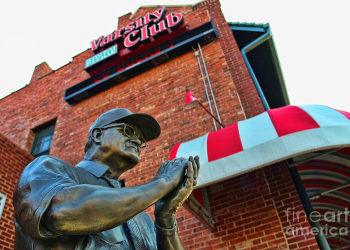 Woody Hayes Statue Greeting Card featuring the photograph Woody Hayes Statue at the Varsity Club 4831 by Jack Schultz
