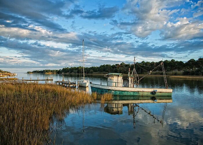 Apalachicola Bay Greeting Card featuring the photograph Work Boat Apalachicola by Jurgen Lorenzen