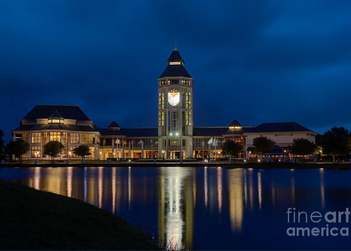 World Golf Hall Of Fame Greeting Card featuring the photograph World Golf Hall of Fame at Twilight St. Augustine Florida by Dawna Moore Photography