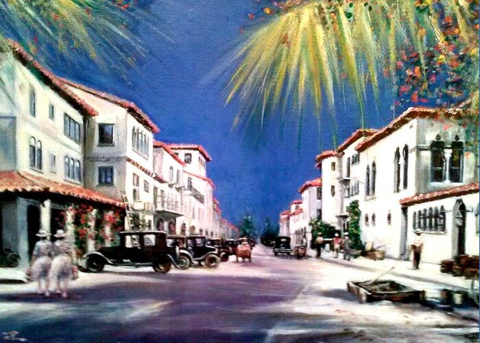 Palm Beach Greeting Card featuring the painting Worth Ave 1925 by Philip Corley
