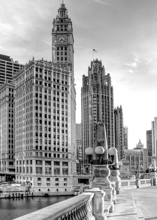 Architecture Greeting Card featuring the photograph Wrigley and Tribune by Scott Norris