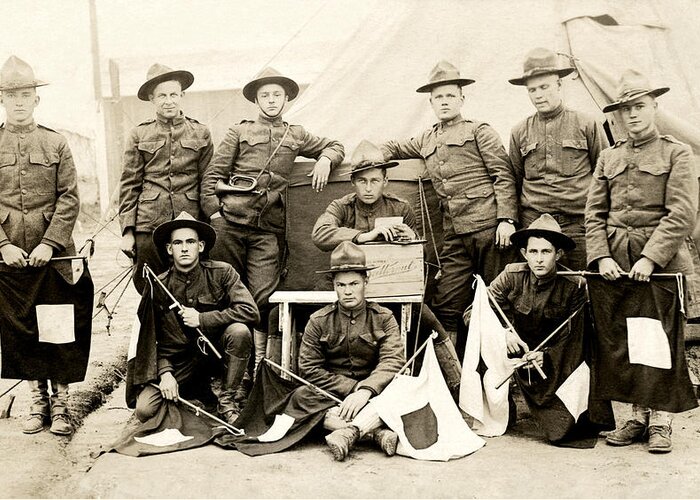 Wwi Greeting Card featuring the photograph WWI US Army Signal Corps by Historic Image